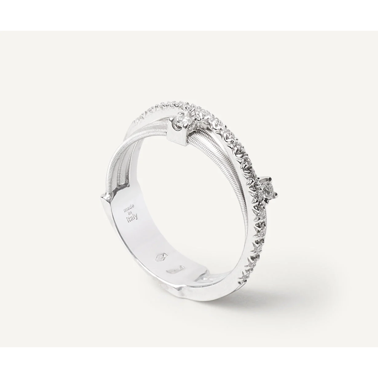 MARCO BICEGO GOA Three-band Ring with Diamonds in White Gold 18K