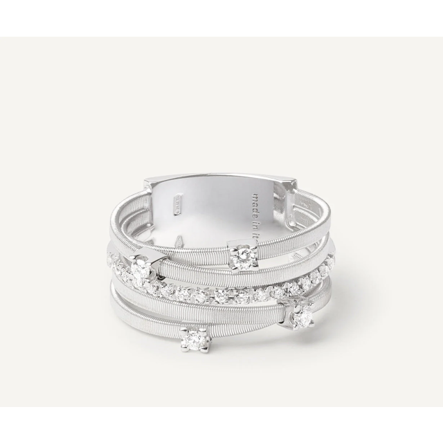 MARCO BICEGO GOA Five-band Ring with Diamonds in White Gold 18K