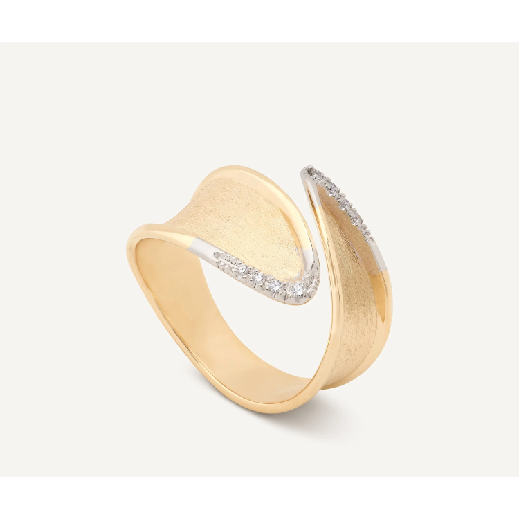 MARCO BICEGO LUNARIA TWIST Band Ring with Diamonds in Yellow Gold 18K