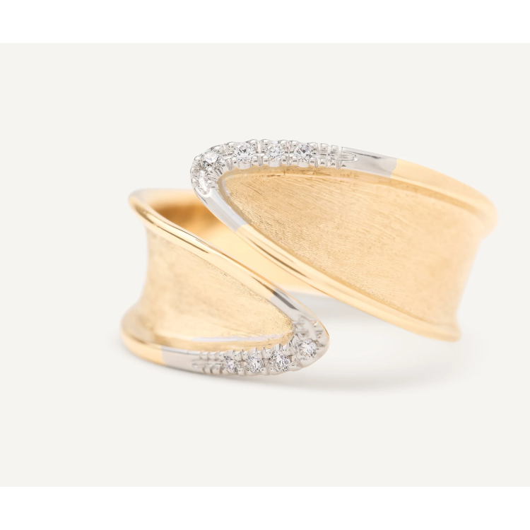 MARCO BICEGO LUNARIA TWIST Band Ring with Diamonds in Yellow Gold 18K