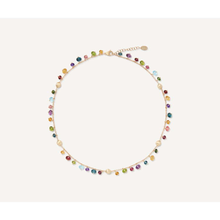 MARCO BICEGO AFRICA GEMSTONES Single-strand Mixed Gemstone Necklace in Yellow Gold 18K