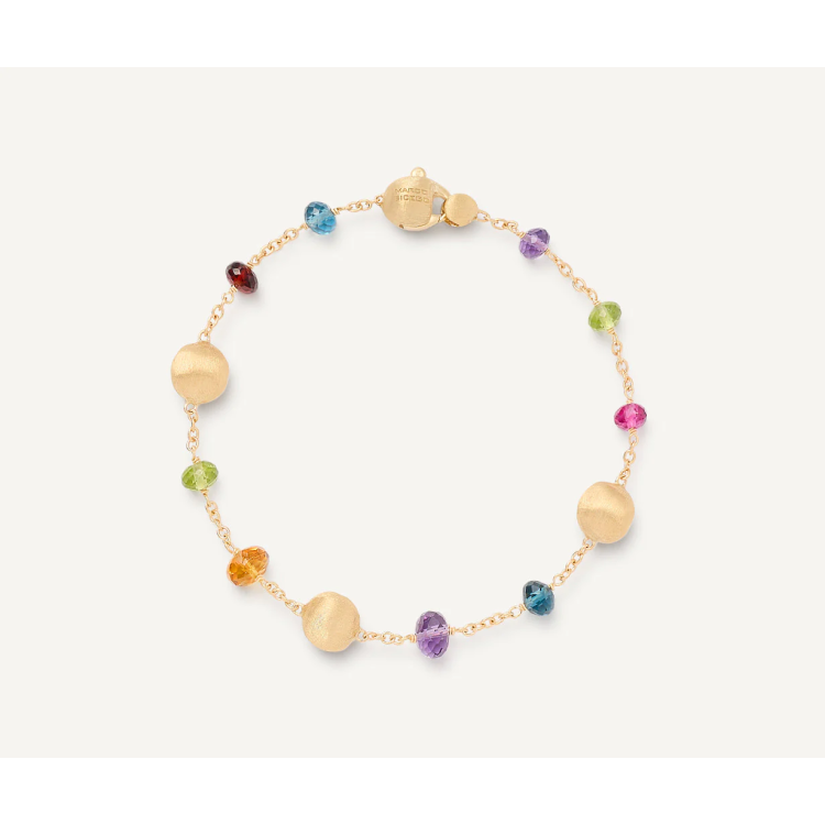 MARCO BICEGO AFRICA GEMSTONES Single-strand Bracelet with Mixed Gemstones in Yellow Gold 18K