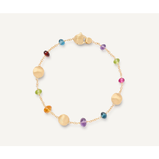 MARCO BICEGO AFRICA GEMSTONES Single-strand Bracelet with Mixed Gemstones in Yellow Gold 18K