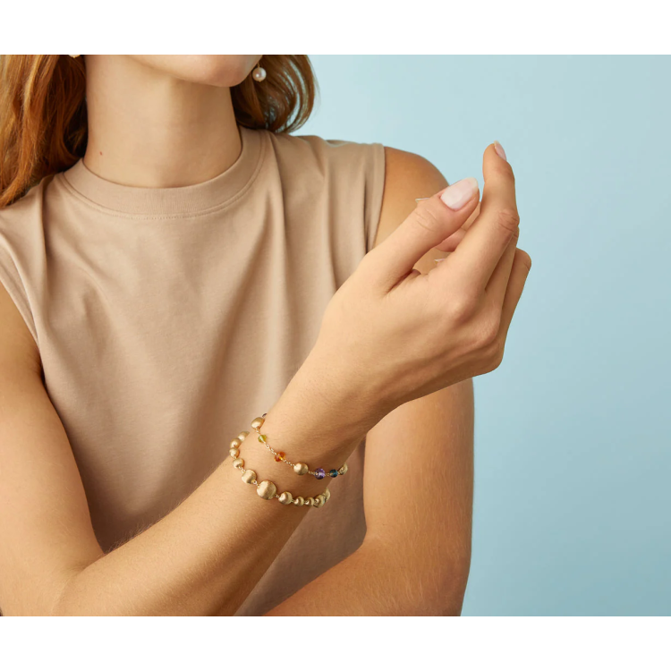 MARCO BICEGO AFRICA GEMSTONES Single-strand Bracelet with Mixed Gemstones in Yellow Gold 18K