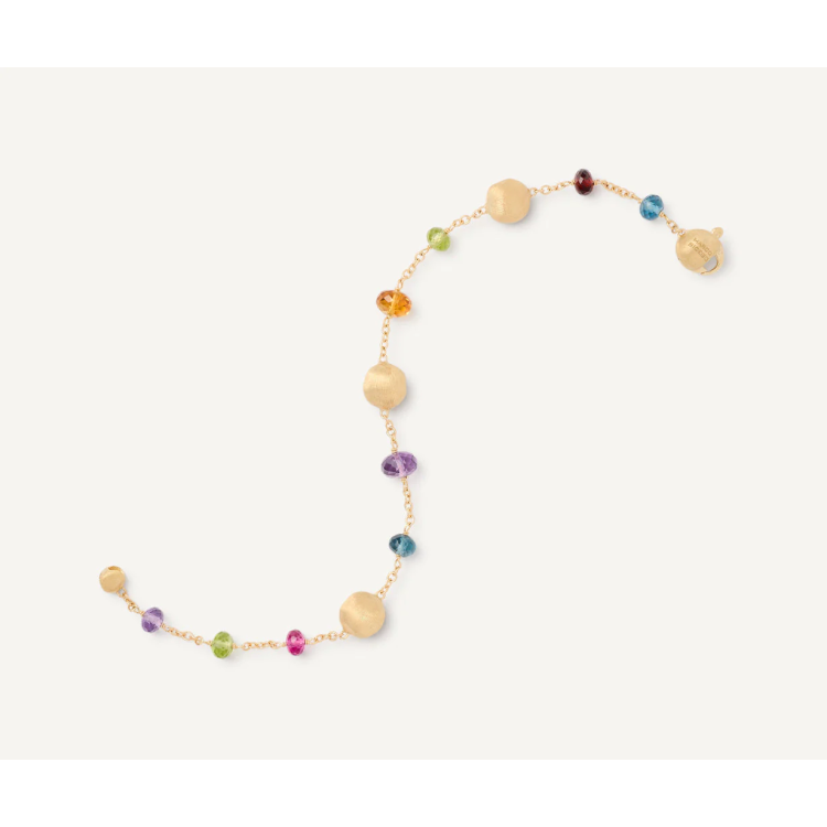 MARCO BICEGO AFRICA GEMSTONES Single-strand Bracelet with Mixed Gemstones in Yellow Gold 18K