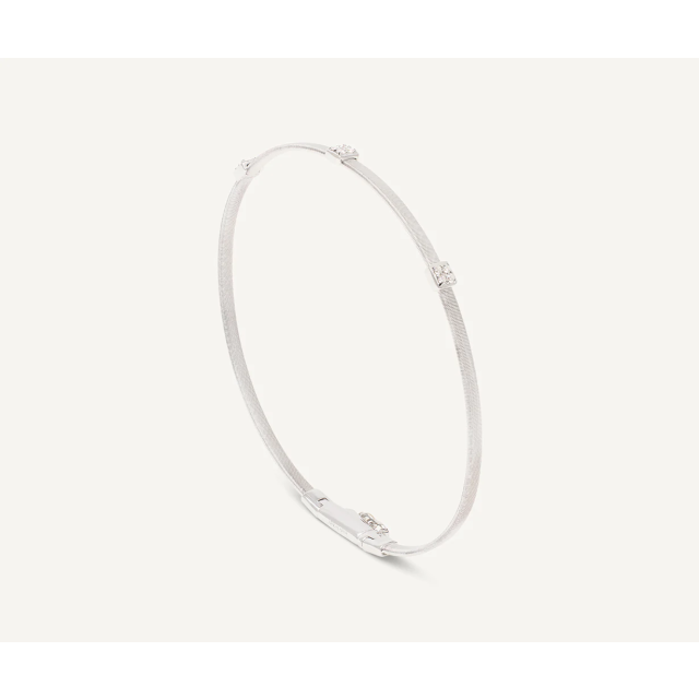 MARCO BICEGO MASAI Slim Bangle Bracelet with Diamonds in White Gold 18K