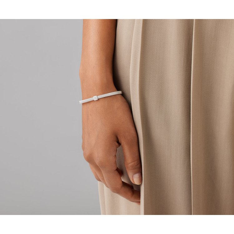 MARCO BICEGO MASAI Slim Bangle Bracelet with Diamonds in White Gold 18K