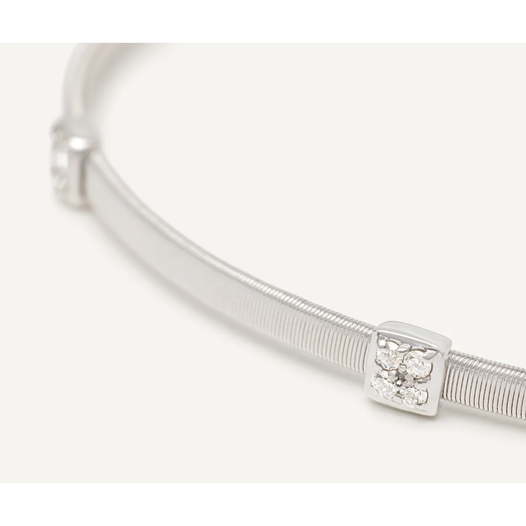 MARCO BICEGO MASAI Slim Bangle Bracelet with Diamonds in White Gold 18K
