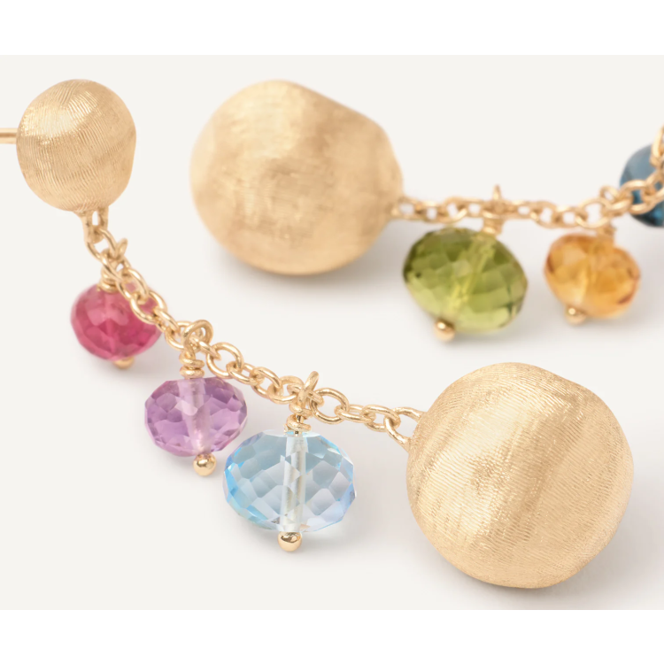 MARCO BICEGO AFRICA GEMSTONES Mixed Gemstone Short Drop Earrings in Yellow Gold 18K