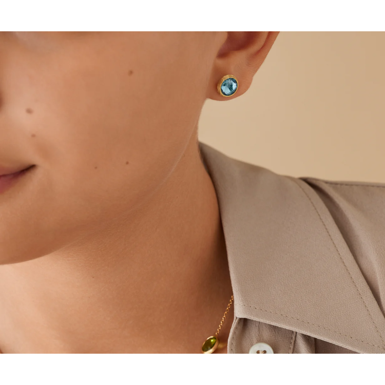 MARCO BICEGO JAIPUR COLOR Stud Earrinds with Sky Topaz in Yellow Gold 18K