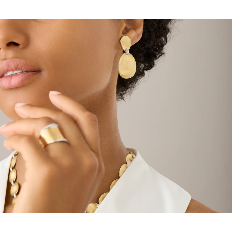 MARCO BICEGO LUNARIA DIAMONDS Chandelier Earrings with Diamond Accents in Yellow Gold 14K