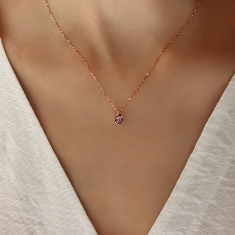 Necklace in Rose Gold 14K with Zircons