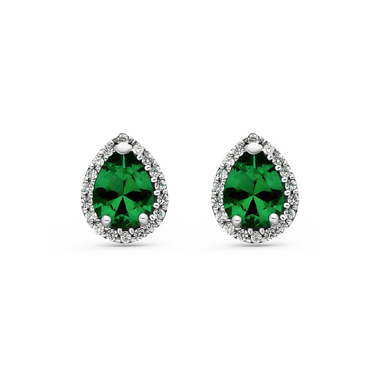 Rosette Earrings in White Gold 14Κ with Zircons