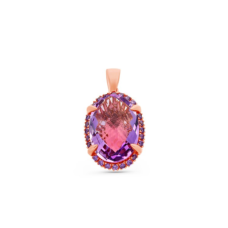 Rosette Pendant in Rose Gold 14K with Zircons