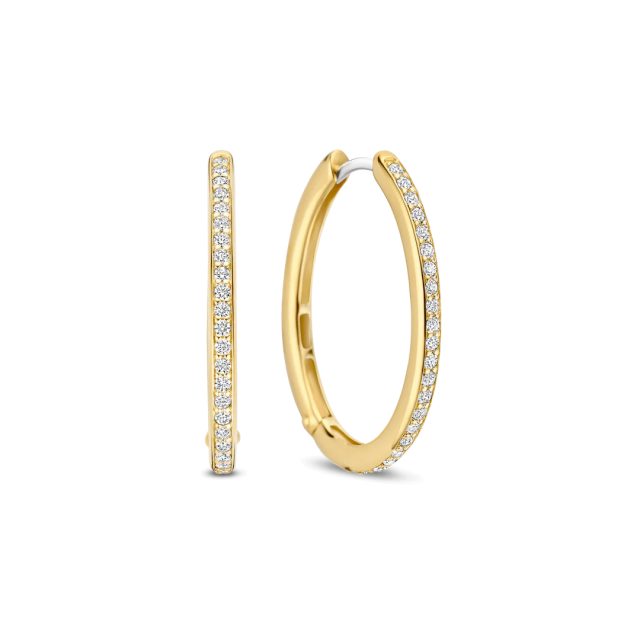 TI SENTO MILANO Gold Plated Tennis Hoops with Zircons in Silver 925