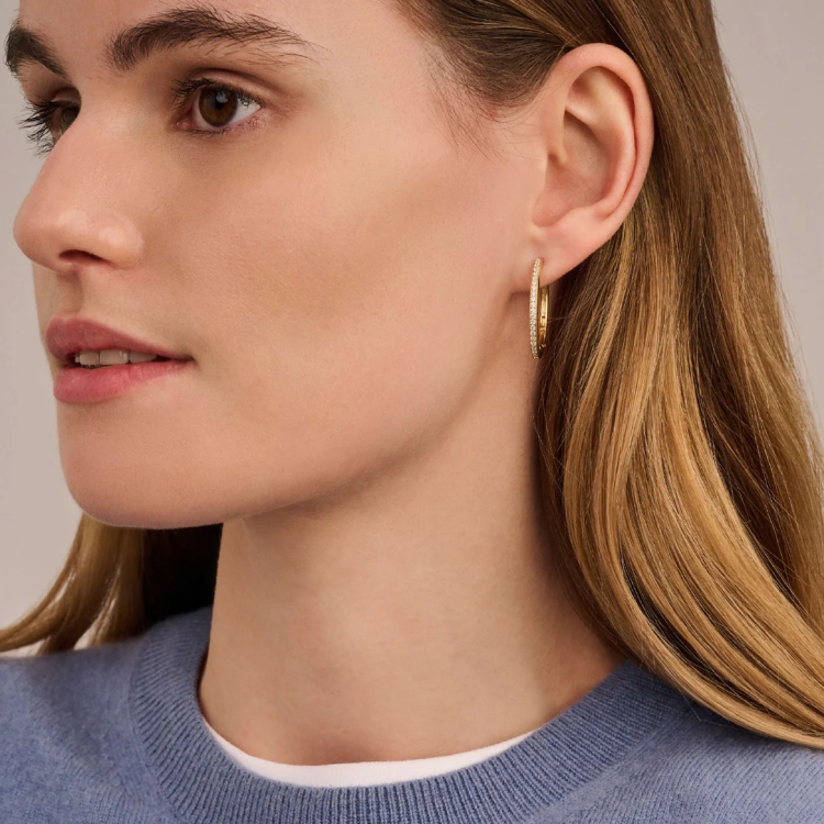 TI SENTO MILANO Gold Plated Tennis Hoops with Zircons in Silver 925