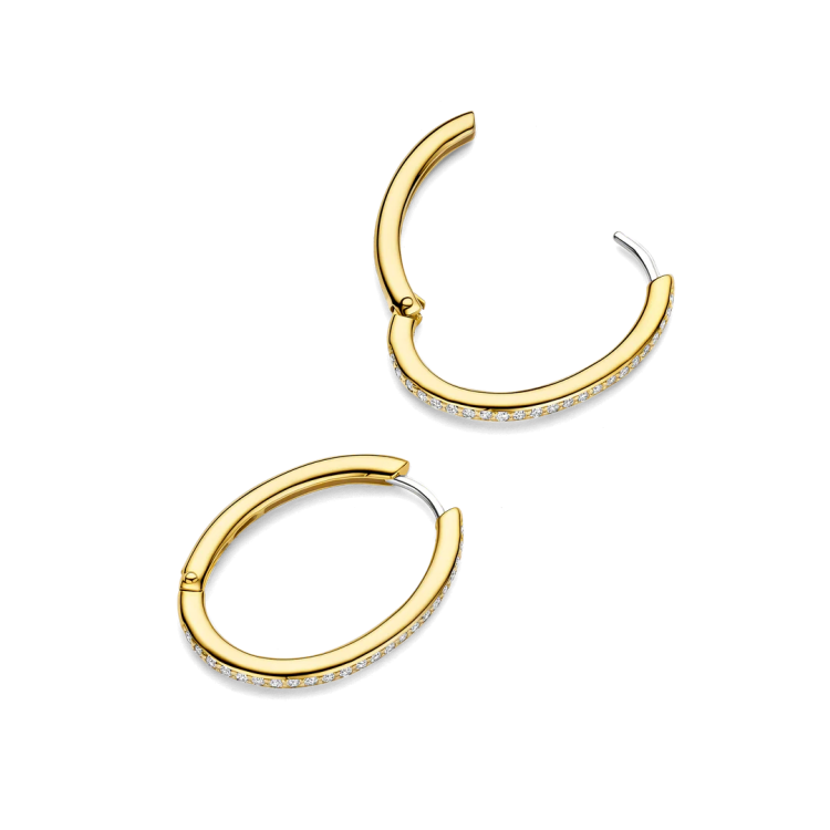 TI SENTO MILANO Gold Plated Tennis Hoops with Zircons in Silver 925