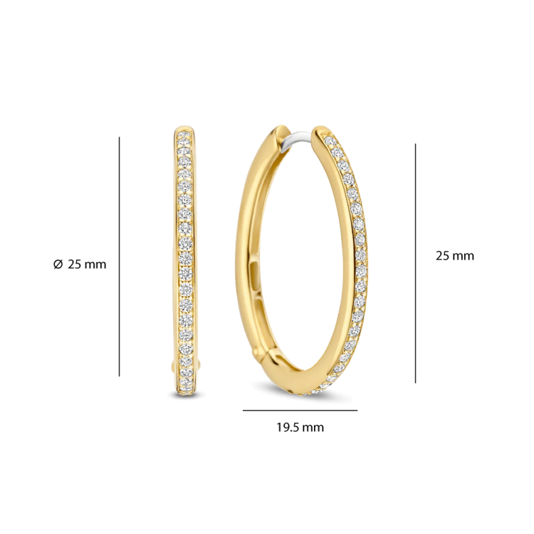 TI SENTO MILANO Gold Plated Tennis Hoops with Zircons in Silver 925