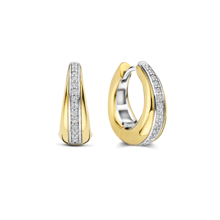 TI SENTO MILANO Two Tone Layered Hoops with Zircons in Silver 925
