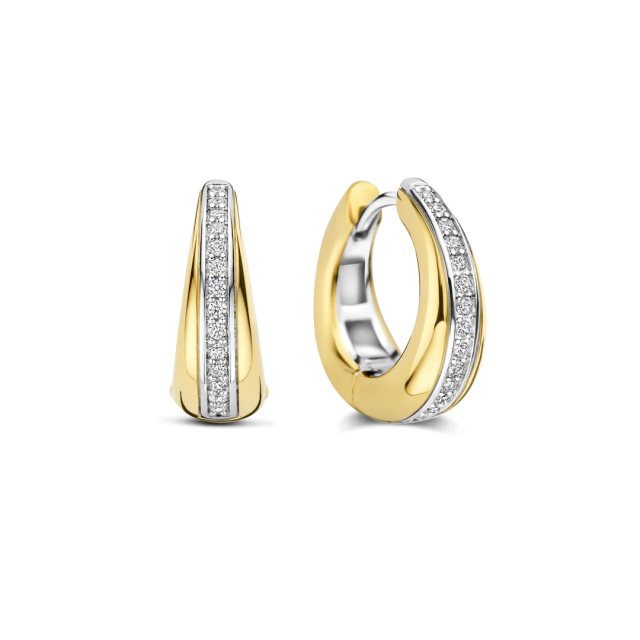 TI SENTO MILANO Two Tone Layered Hoops with Zircons in Silver 925