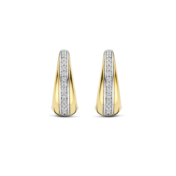TI SENTO MILANO Two Tone Layered Hoops with Zircons in Silver 925