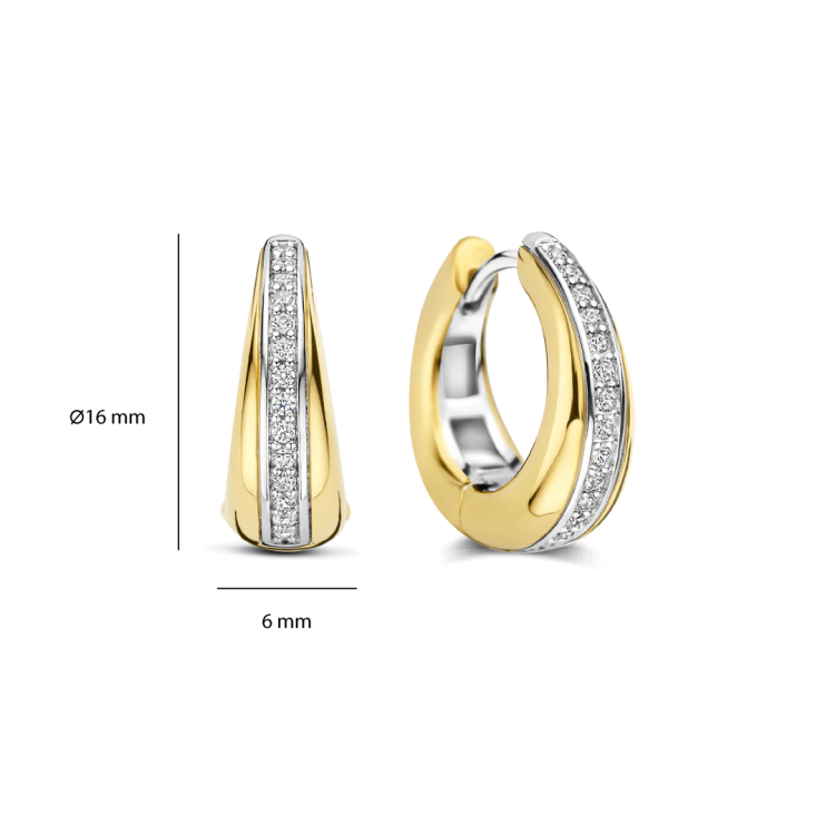 TI SENTO MILANO Two Tone Layered Hoops with Zircons in Silver 925