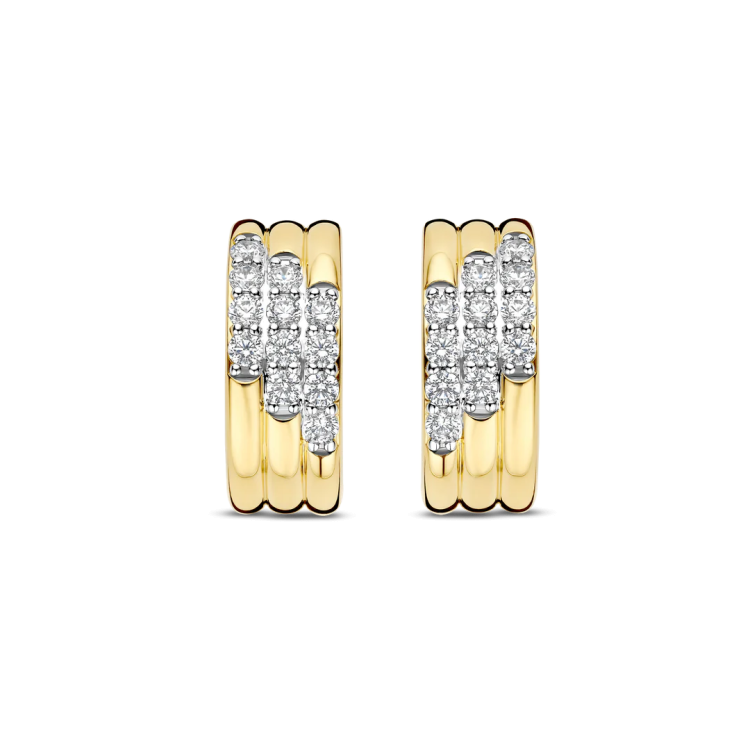 TI SENTO MILANO Gold Plated Stardust Layered Earrings with Zircons in Silver 925