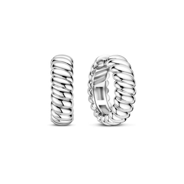 TI SENTO MILANO Vintage Ribbed Hoops in Silver 925