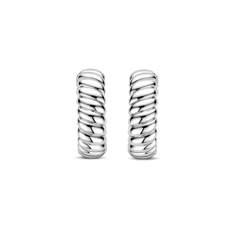 TI SENTO MILANO Vintage Ribbed Hoops in Silver 925