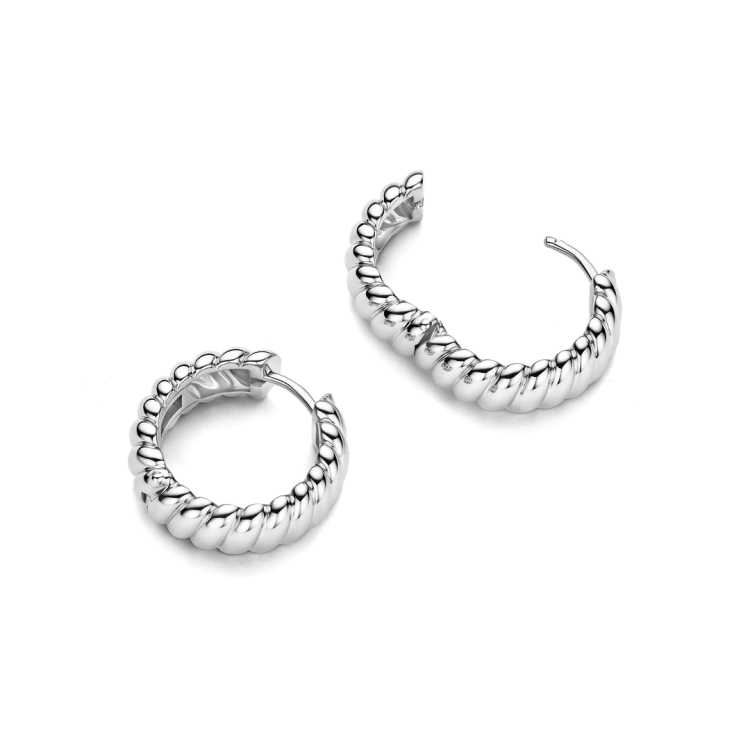 TI SENTO MILANO Vintage Ribbed Hoops in Silver 925