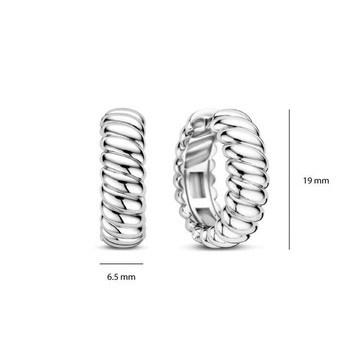 TI SENTO MILANO Vintage Ribbed Hoops in Silver 925