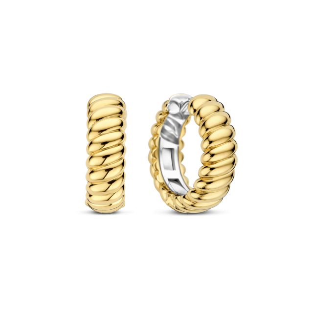 TI SENTO MILANO Gold Plated Vintage Ribbed Hoops in Silver 925