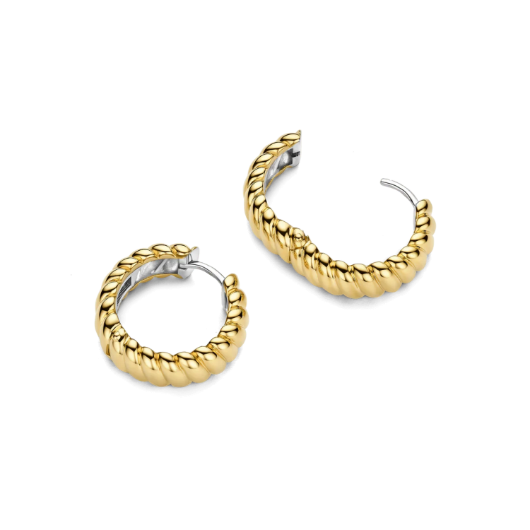 TI SENTO MILANO Gold Plated Vintage Ribbed Hoops in Silver 925
