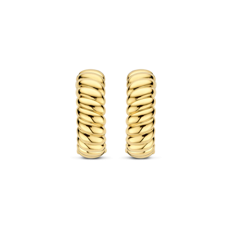 TI SENTO MILANO Gold Plated Vintage Ribbed Hoops in Silver 925