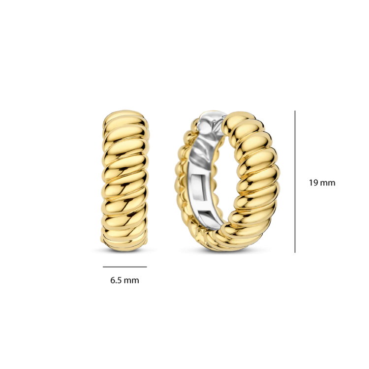 TI SENTO MILANO Gold Plated Vintage Ribbed Hoops in Silver 925