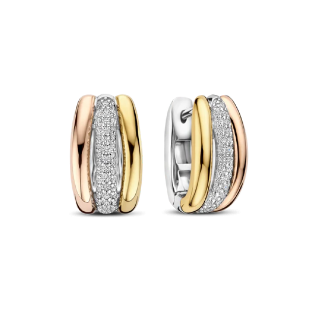 TI SENTO MILANO Tricolor Triple Circle Hoops with Zircon in Silver 925