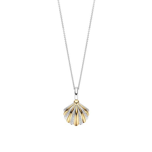 TI SENTO MILANO Two Tone Shell Necklace with Pendant in Silver 925 with Zircons