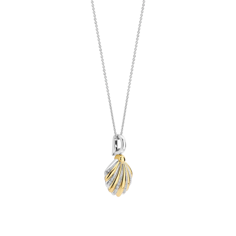 TI SENTO MILANO Two Tone Shell Necklace with Pendant in Silver 925 with Zircons