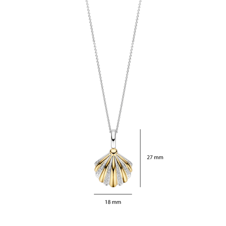 TI SENTO MILANO Two Tone Shell Necklace with Pendant in Silver 925 with Zircons