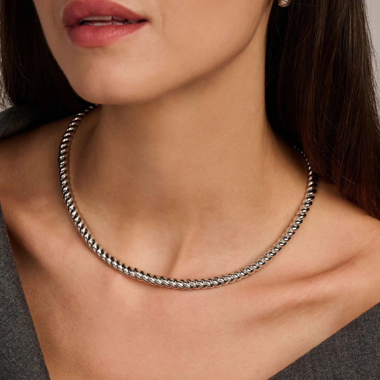 TI SENTO MILANO Vintage Ribbed Necklace in Silver 925