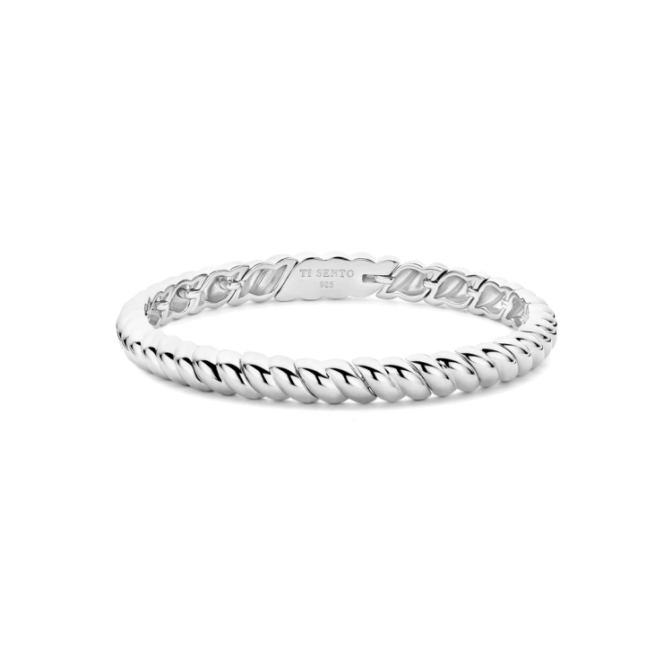 TI SENTO MILANO Vintage Ribbed Bangle in Silver 925