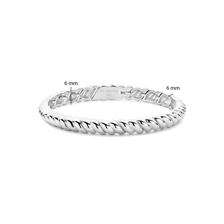 TI SENTO MILANO Vintage Ribbed Bangle in Silver 925