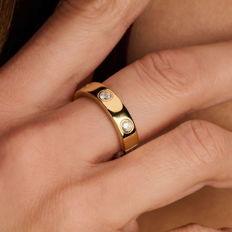 TI SENTO MILANO Two Tone Classic Ring in Silver 925 with Zircons
