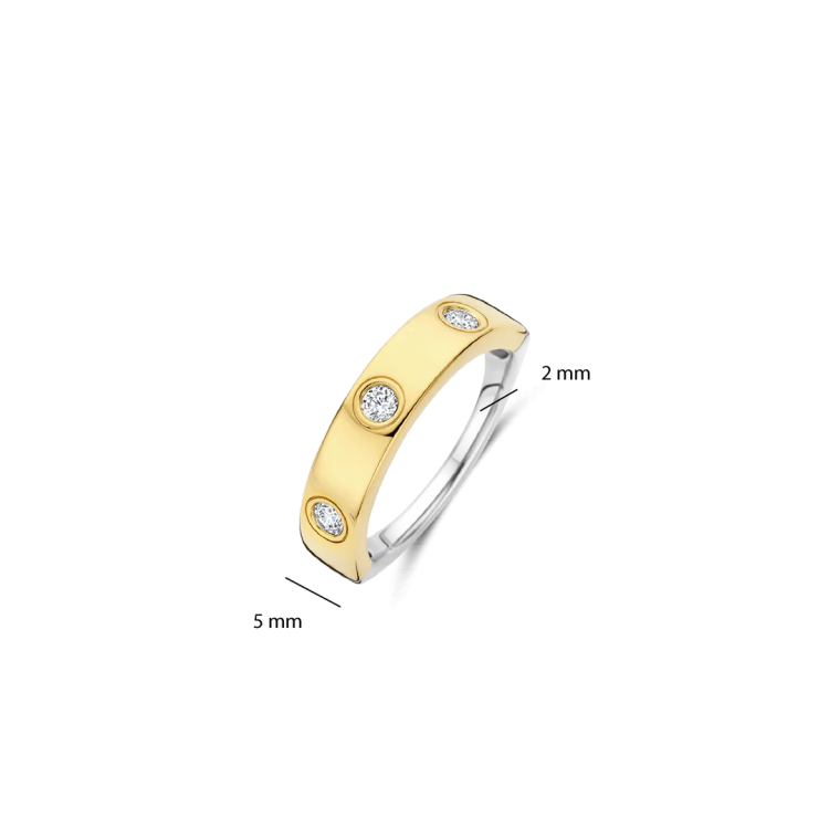 TI SENTO MILANO Two Tone Classic Ring in Silver 925 with Zircons