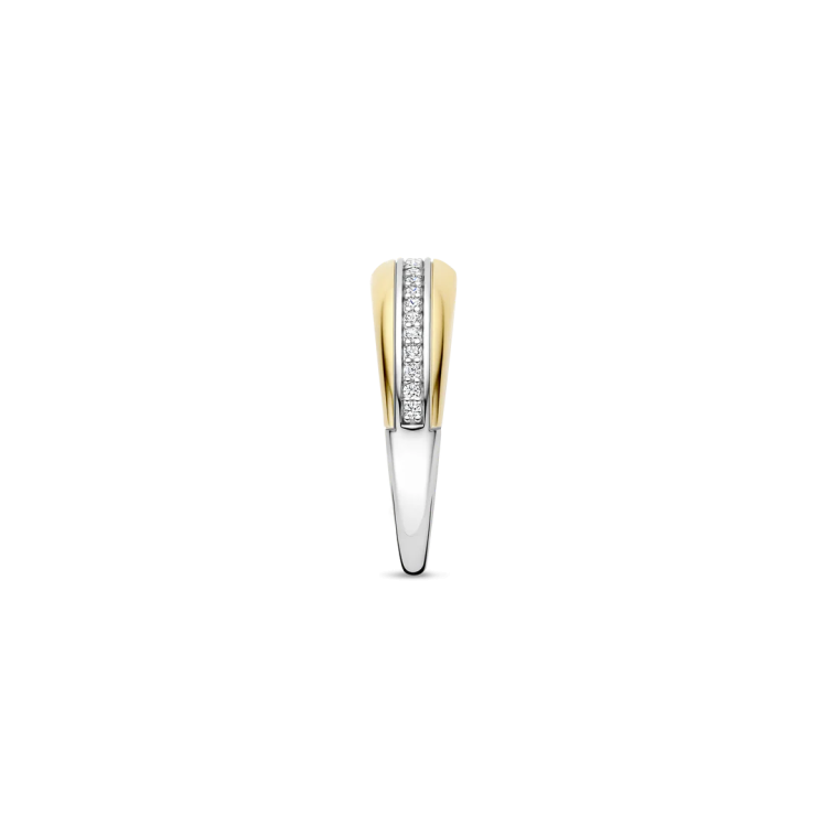 TI SENTO MILANO Two Tone Layered Ring in Silver 925 with Zircons