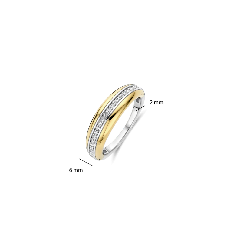 TI SENTO MILANO Two Tone Layered Ring in Silver 925 with Zircons
