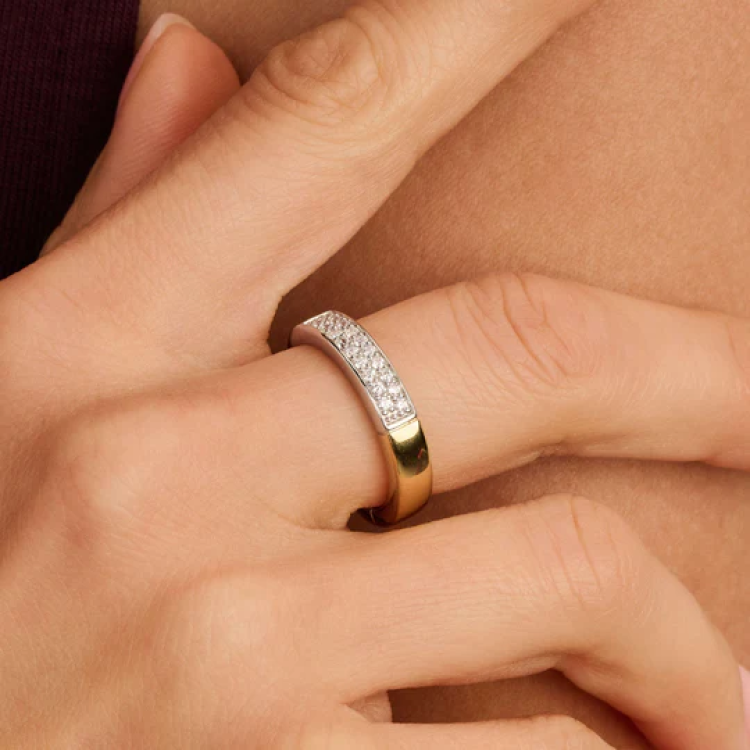 TI SENTO MILANO Two Tone Contrast Ring in Silver 925 with Zircons