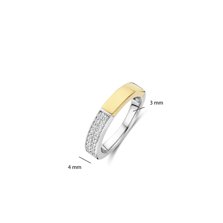 TI SENTO MILANO Two Tone Contrast Ring in Silver 925 with Zircons