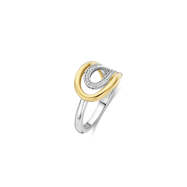 TI SENTO MILANO Two Tone Organic Ring in Silver 925 with Zircons