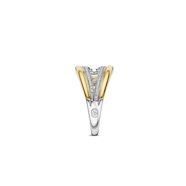 TI SENTO MILANO Two Tone Organic Ring in Silver 925 with Zircons